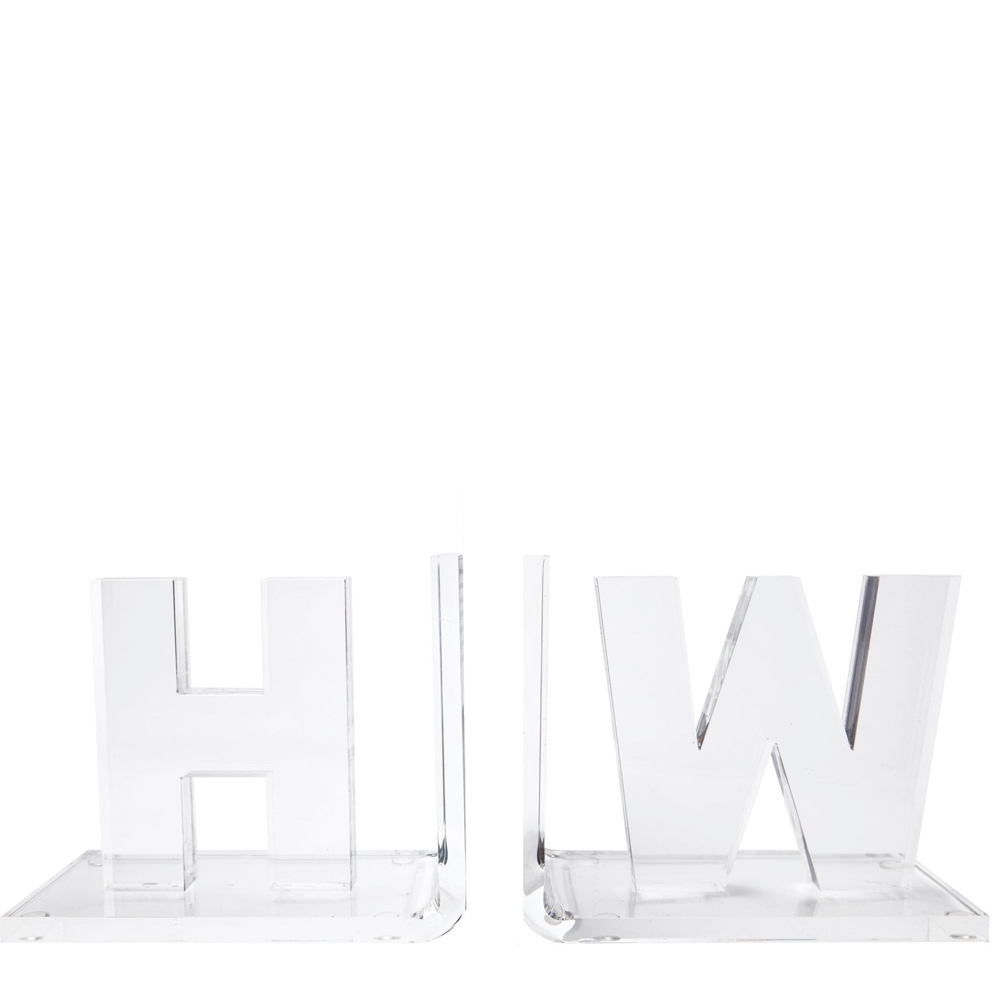 Clear Initials Acrylic Bookends - Tara Wilson Designs