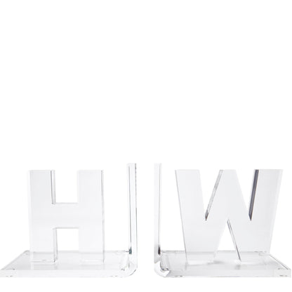 Clear Initials Acrylic Bookends - Tara Wilson Designs
