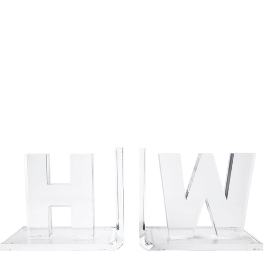 Clear Initials Acrylic Bookends - Tara Wilson Designs