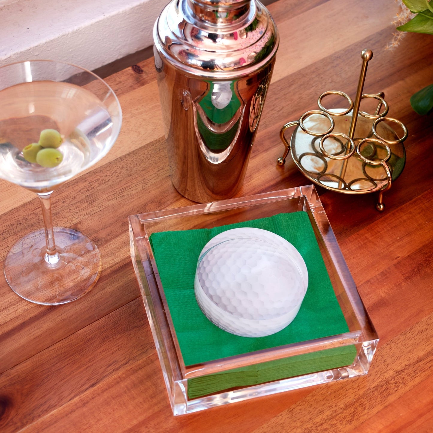 Golf Ball Acrylic Cocktail Napkin Holder - Tara Wilson Designs