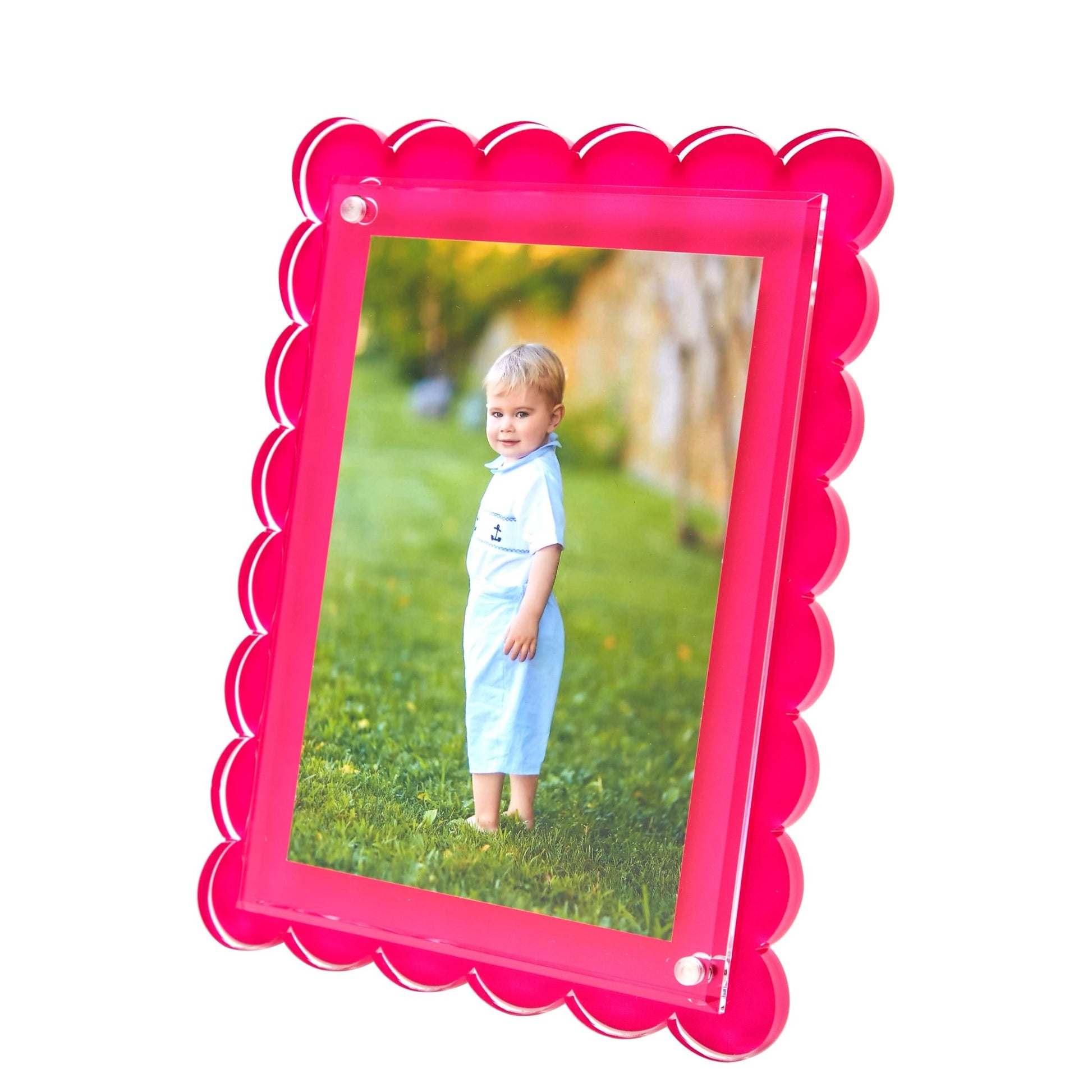 Pink Acrylic Scallop Frame - Tara Wilson Designs
