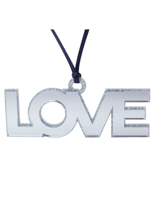Silver Mirrored Love Acrylic Ornament - Tara Wilson Designs