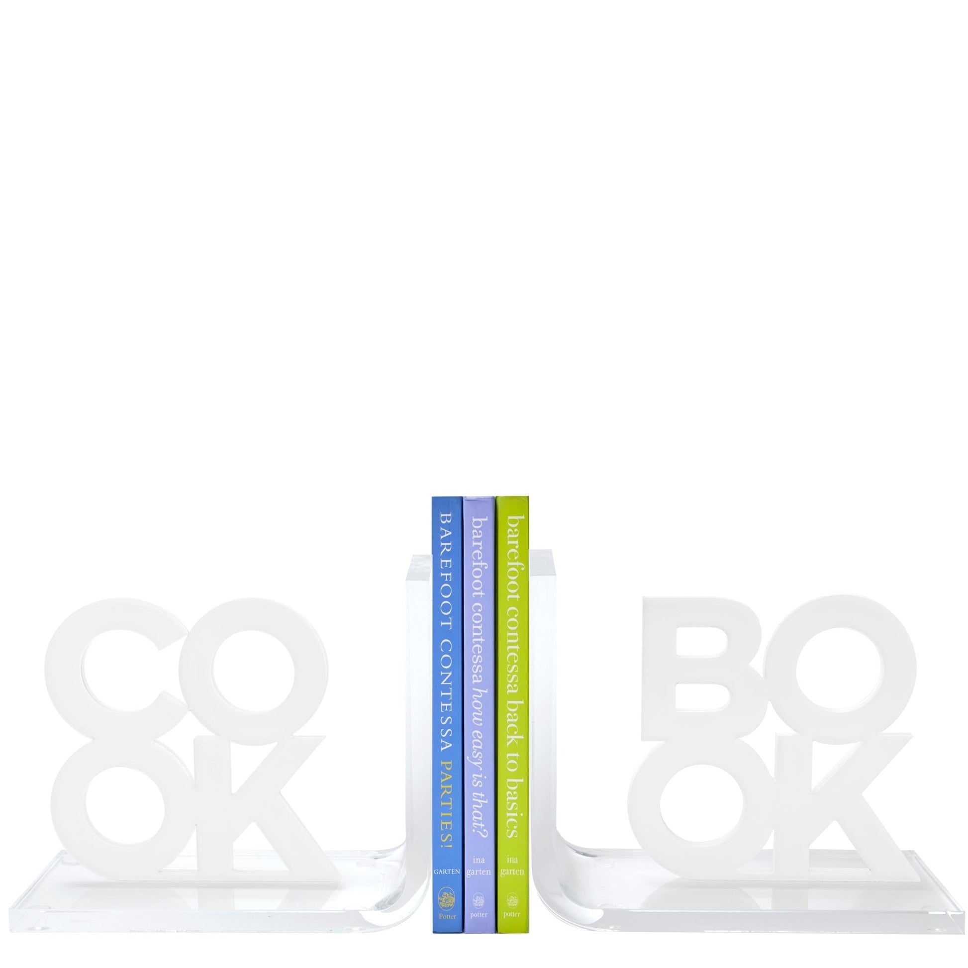 White Cook & Book Acrylic Bookends - Tara Wilson Designs