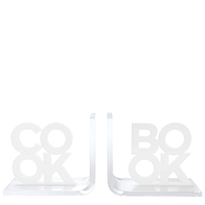 White Cook & Book Acrylic Bookends - Tara Wilson Designs